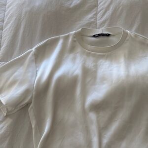 Zara White Short Sleeve Top